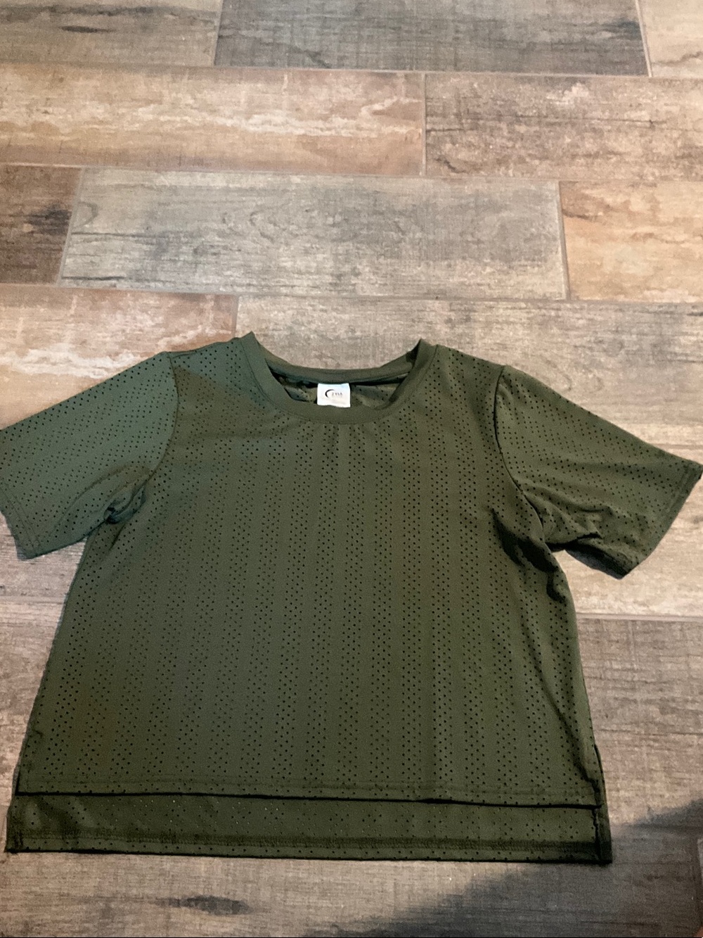 ZYIA Olive Green Perforated Active Tee
